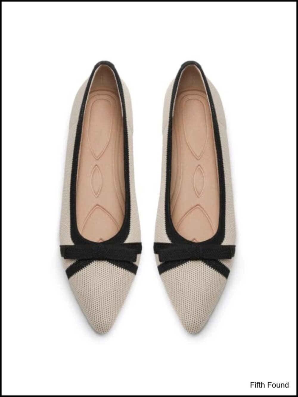 Women's Pointed Toe Knit Flats with Arch Support and Cushioned Footbed - Ballet